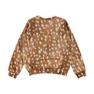 Molo Girls Brown Animal Print Organic Cotton Sweatshirt Size 12